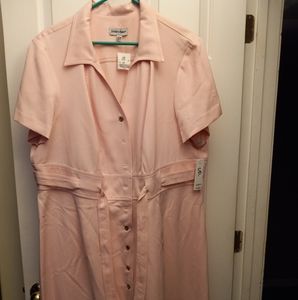New- Pink, button-down, short-sleeved dress.